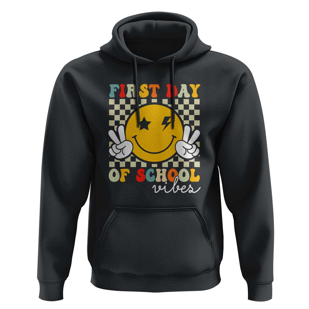 First Day of School Vibes Hoodie Back to School for Teachers and Students TS01 Black Print Your Wear
