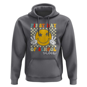 First Day of School Vibes Hoodie Back to School for Teachers and Students TS01 Charcoal Print Your Wear