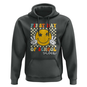 First Day of School Vibes Hoodie Back to School for Teachers and Students TS01 Dark Heather Print Your Wear