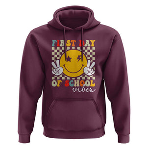 First Day of School Vibes Hoodie Back to School for Teachers and Students TS01 Maroon Print Your Wear