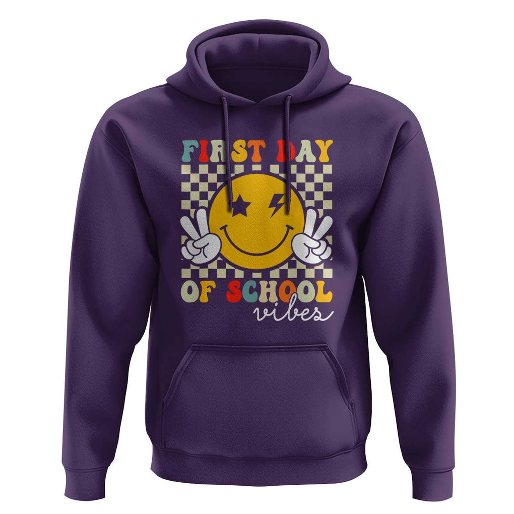 First Day of School Vibes Hoodie Back to School for Teachers and Students TS01 Purple Print Your Wear