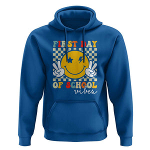 First Day of School Vibes Hoodie Back to School for Teachers and Students TS01 Royal Blue Print Your Wear