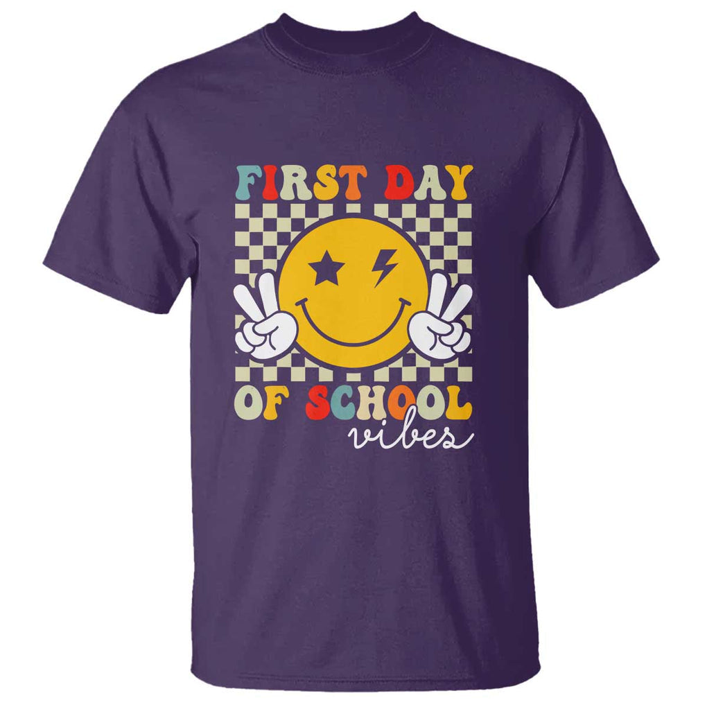 First Day of School Vibes T Shirt Back to School for Teachers and Students TS01 Purple Print Your Wear