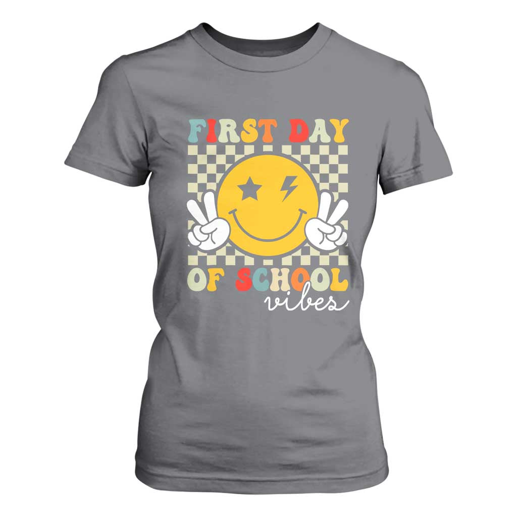 First Day of School Vibes T Shirt For Women Aesthetic Back to School Teacher Student