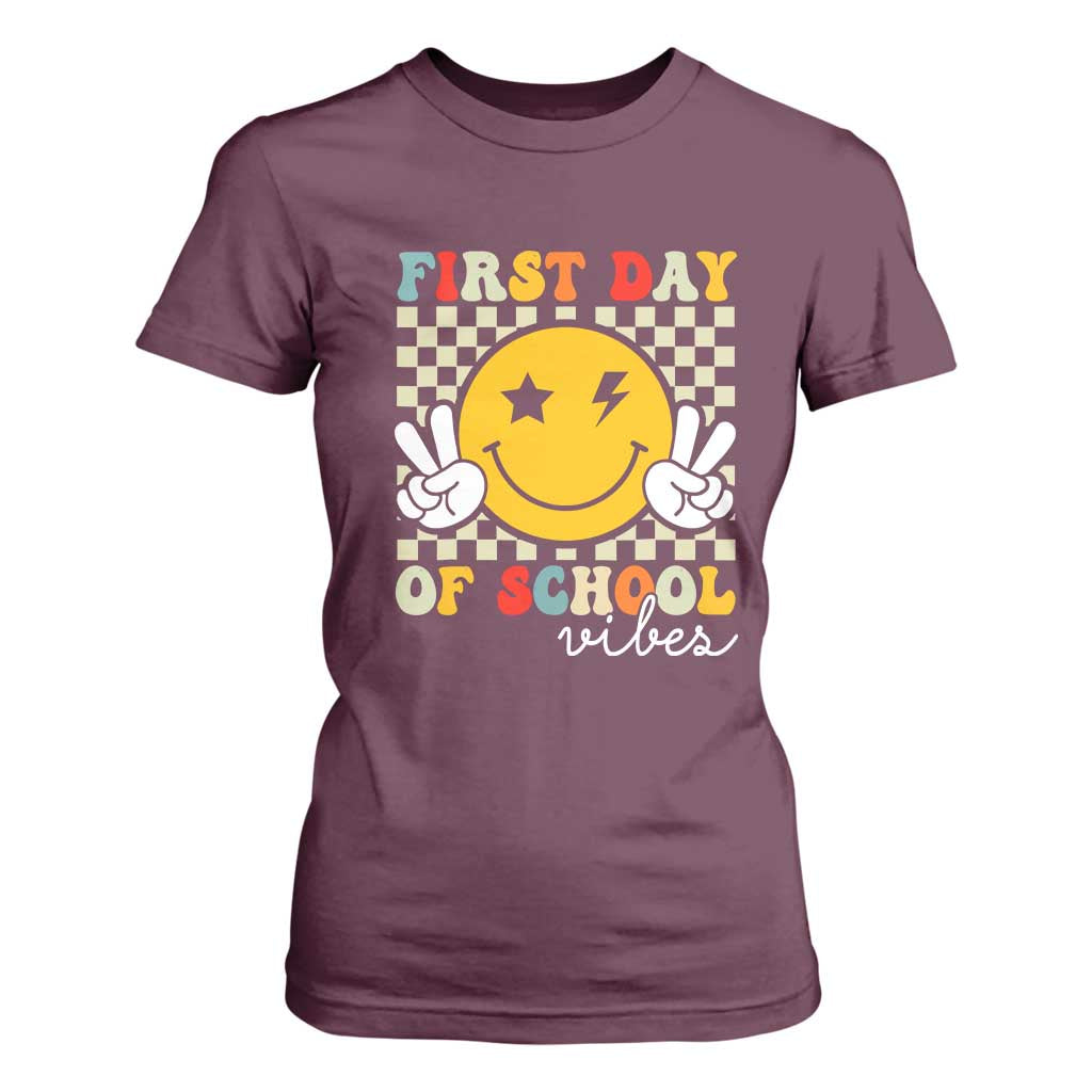 First Day of School Vibes T Shirt For Women Aesthetic Back to School Teacher Student