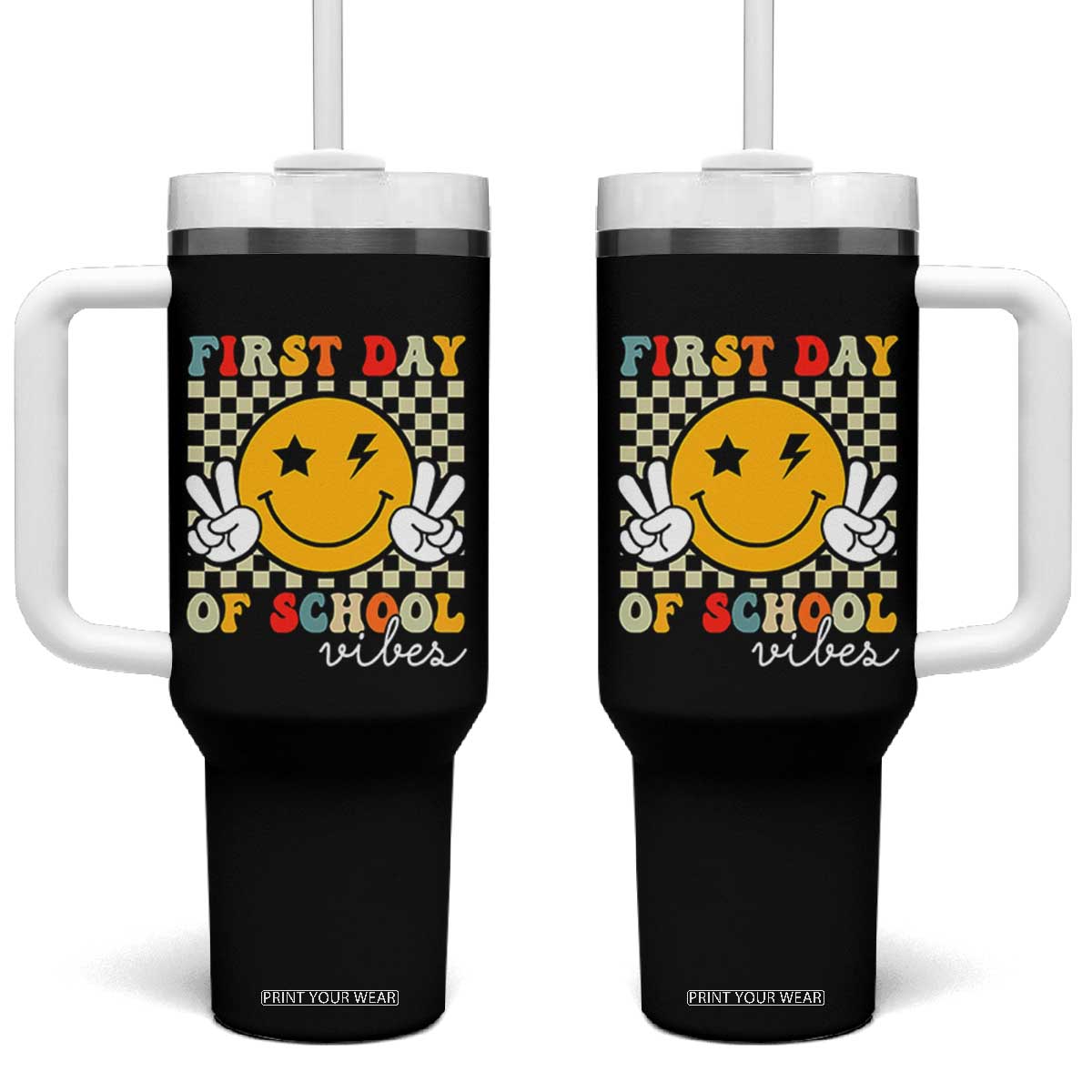 First Day of School Vibes Tumbler With Handle Aesthetic Back to School Teacher Student