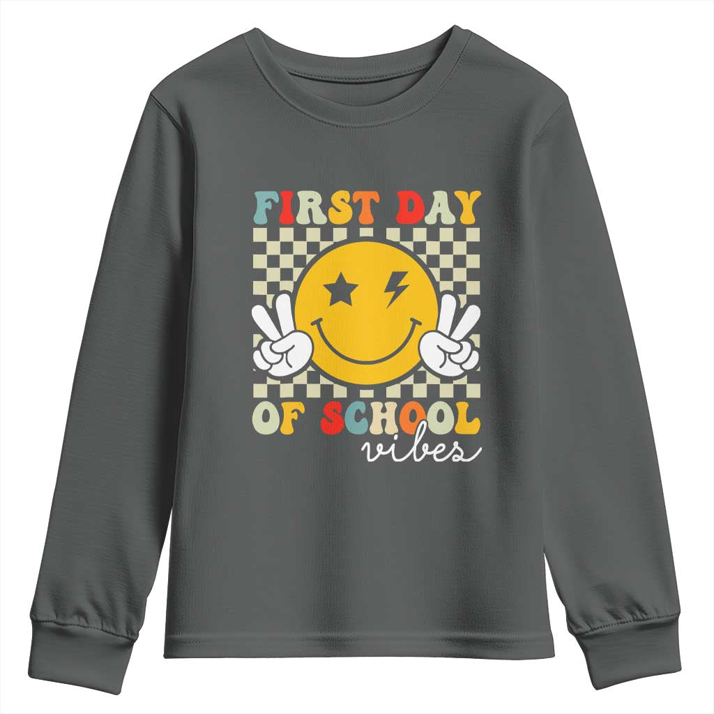 First Day of School Vibes Youth Sweatshirt Aesthetic Back to School Teacher Student