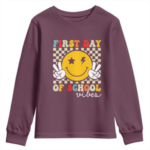First Day of School Vibes Youth Sweatshirt Aesthetic Back to School Teacher Student