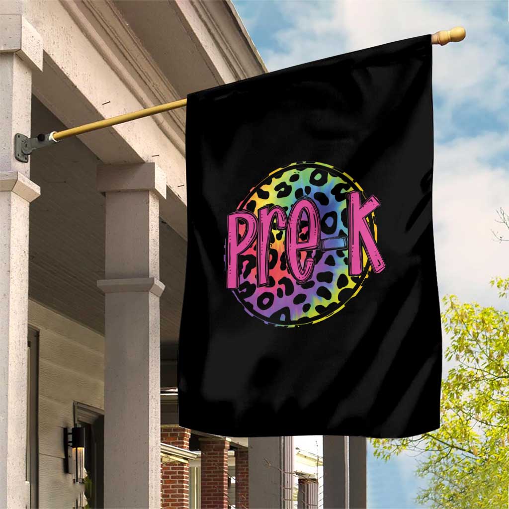 Pre-Kindergarten Neon Leopard Effect Printing Garden Flag Wild About PreK Teacher Student Gift