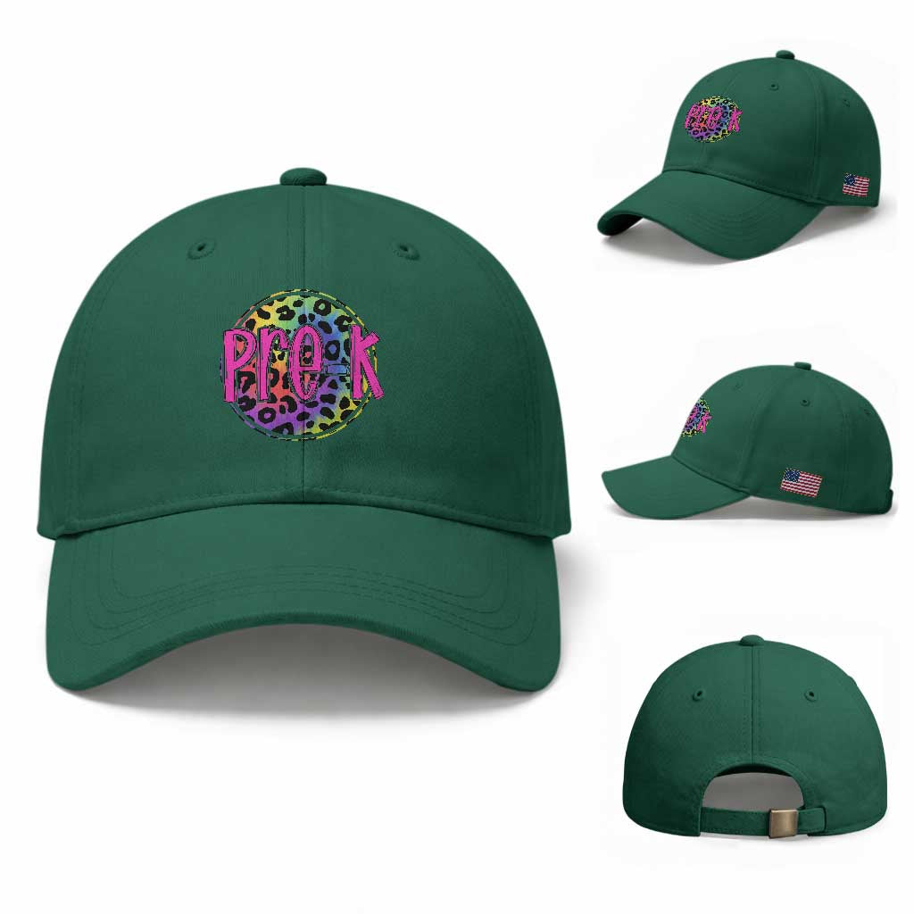 Pre-Kindergarten Neon Leopard Effect Printing Baseball Cap Wild About PreK Teacher Student Gift