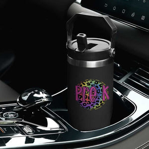 Pre-Kindergarten Neon Leopard Effect Printing Flip Straw Tumbler Wild About PreK Teacher Student Gift