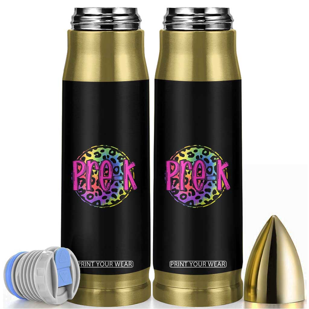 Pre-Kindergarten Neon Leopard Effect Printing Bullet Tumbler Wild About PreK Teacher Student Gift
