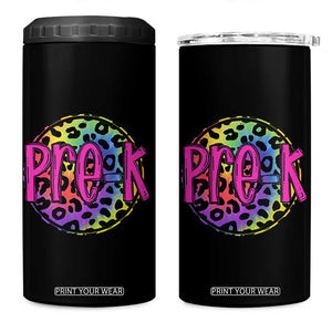 Pre-Kindergarten Neon Leopard Effect Printing 4 in 1 Can Cooler Tumbler Wild About PreK Teacher Student Gift