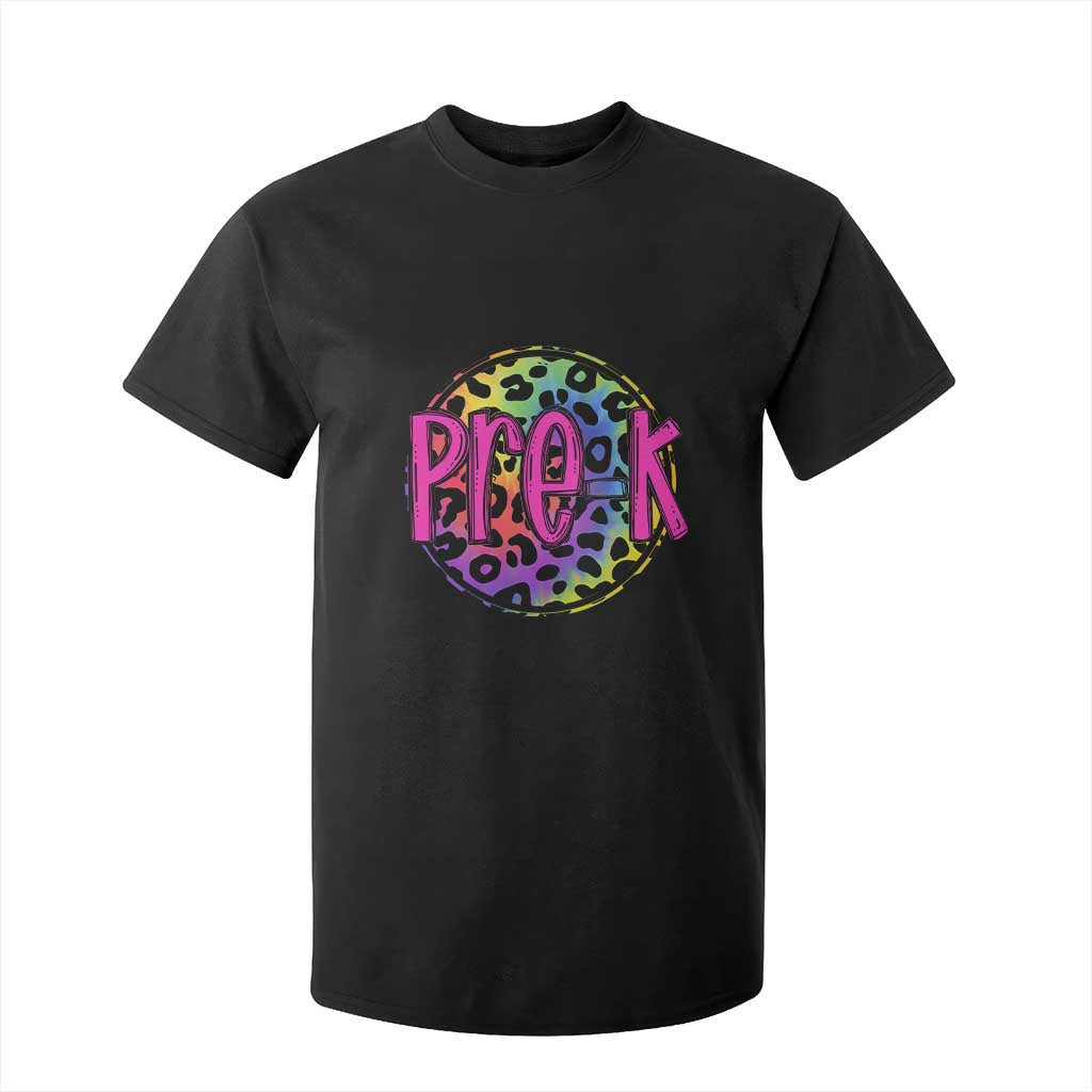 Pre-Kindergarten Neon Leopard Effect Printing T Shirt For Kid Wild About PreK Teacher Student Gift