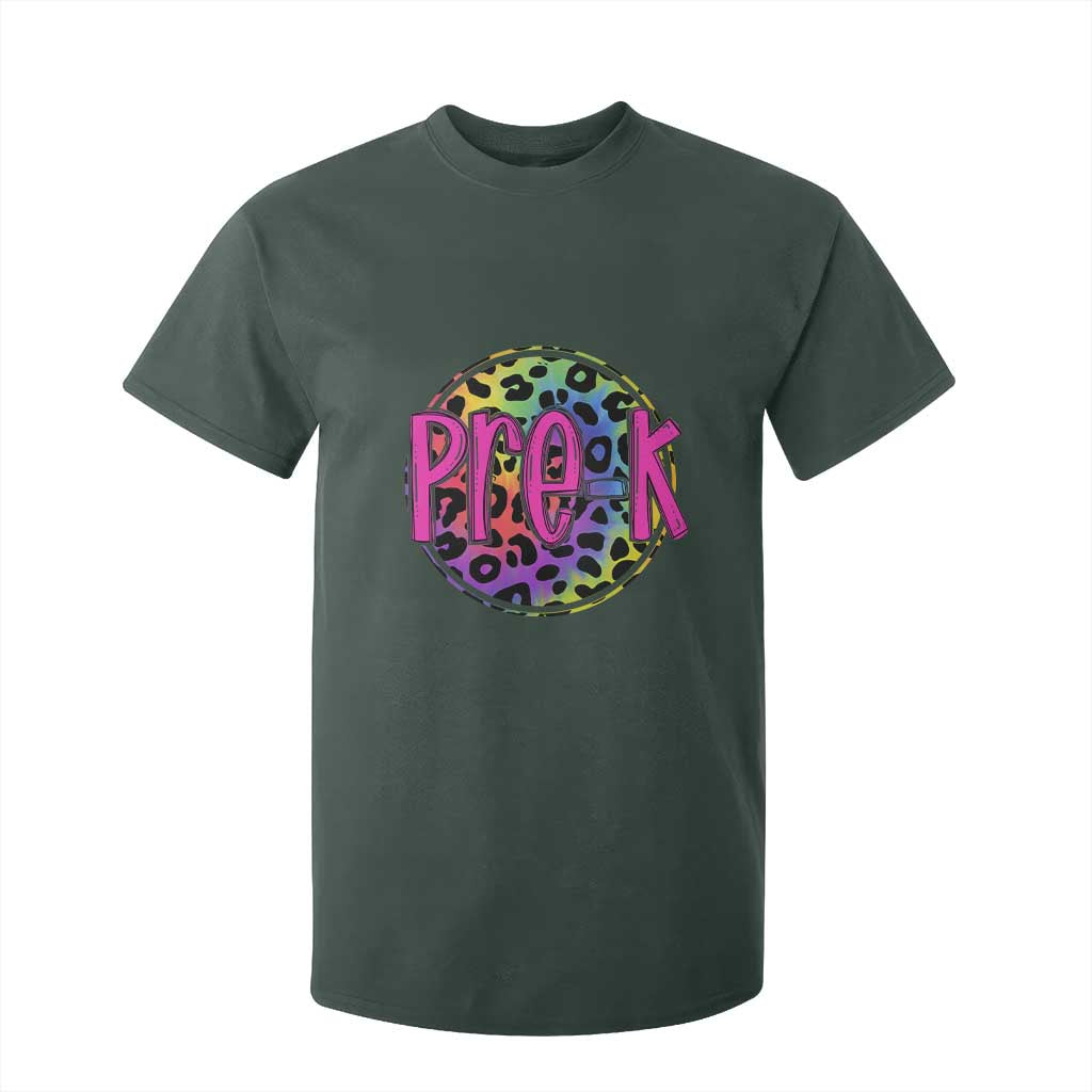 Pre-Kindergarten Neon Leopard Effect Printing T Shirt For Kid Wild About PreK Teacher Student Gift