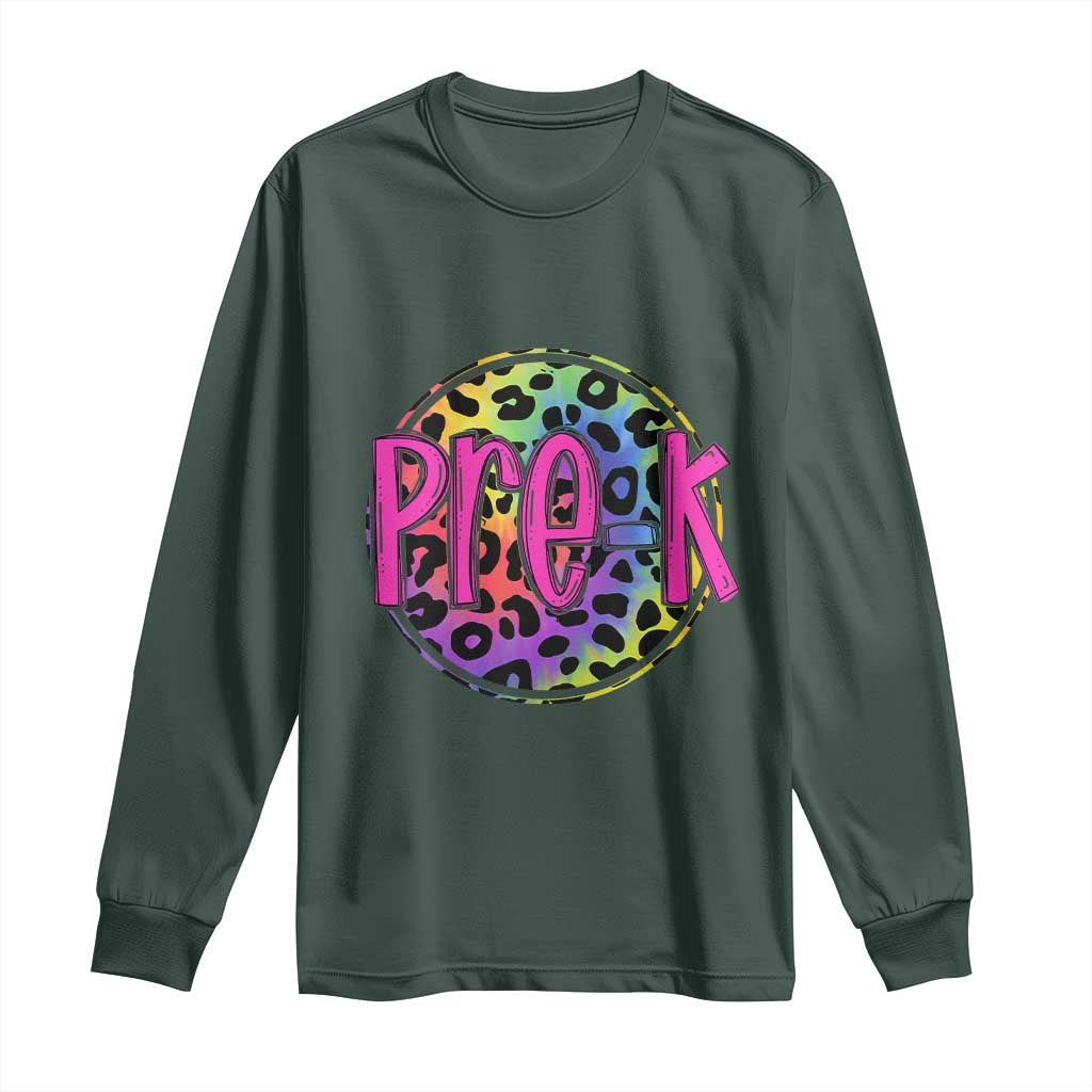 Pre-Kindergarten Neon Leopard Effect Printing Long Sleeve Shirt Wild About PreK Teacher Student Gift