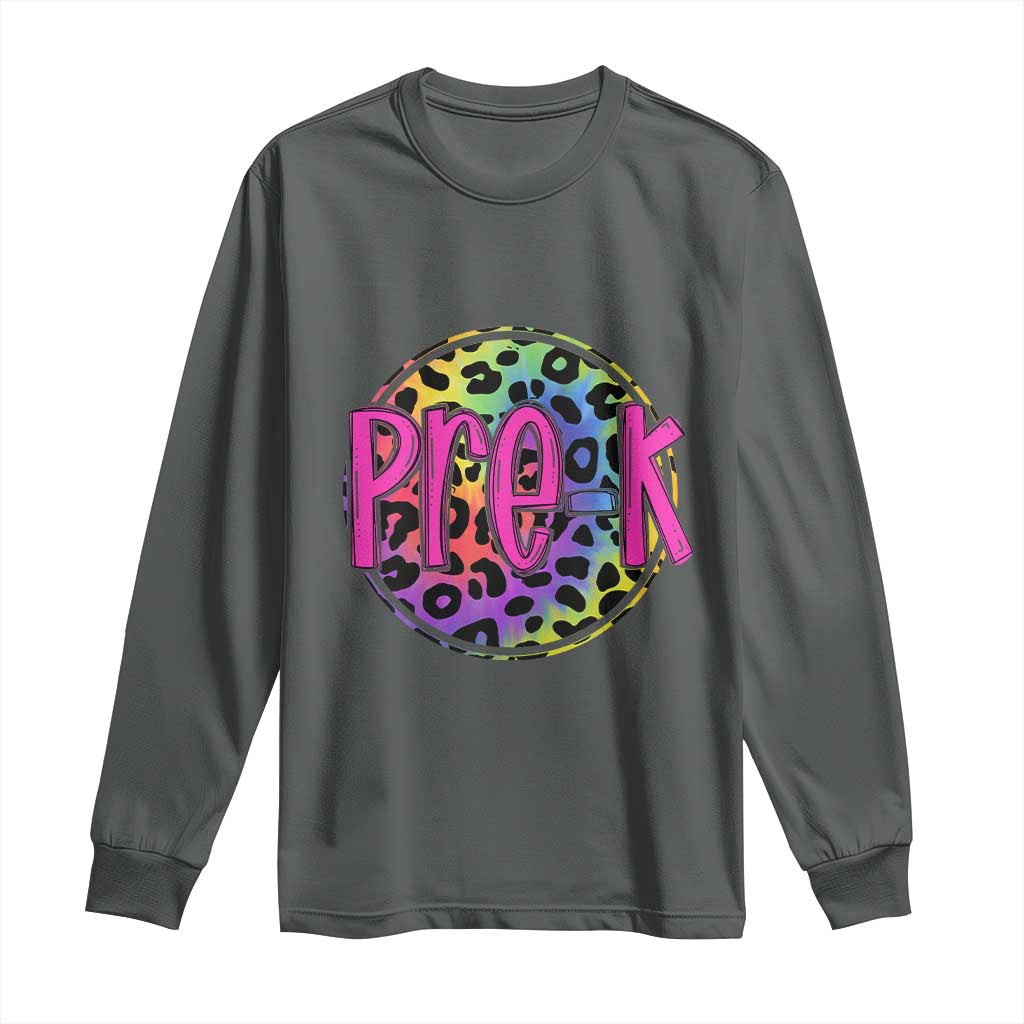 Pre-Kindergarten Neon Leopard Effect Printing Long Sleeve Shirt Wild About PreK Teacher Student Gift