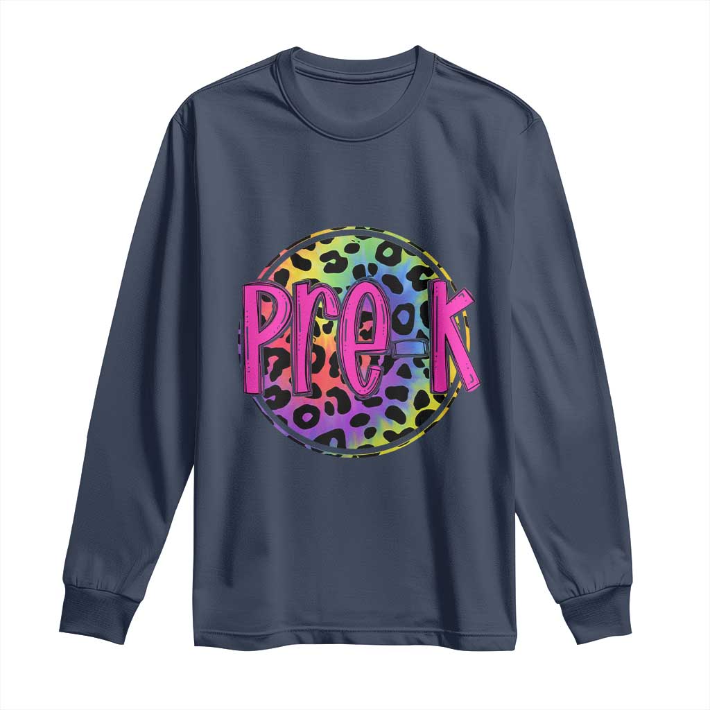 Pre-Kindergarten Neon Leopard Effect Printing Long Sleeve Shirt Wild About PreK Teacher Student Gift