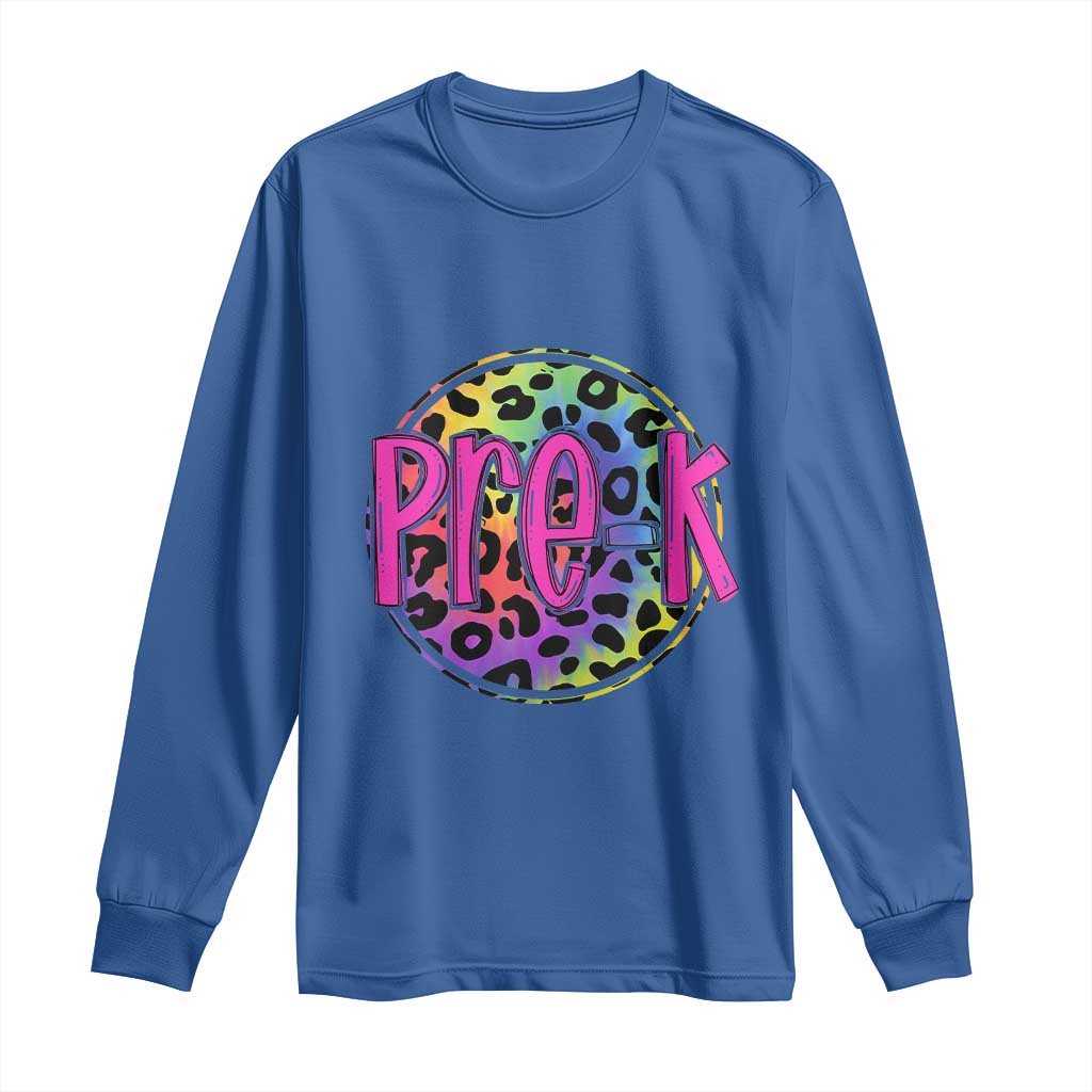Pre-Kindergarten Neon Leopard Effect Printing Long Sleeve Shirt Wild About PreK Teacher Student Gift