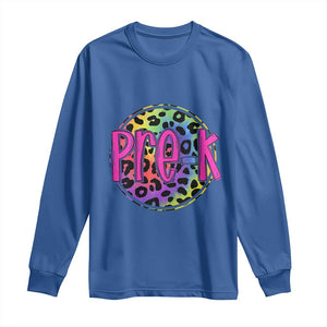 Pre-Kindergarten Neon Leopard Effect Printing Long Sleeve Shirt Wild About PreK Teacher Student Gift