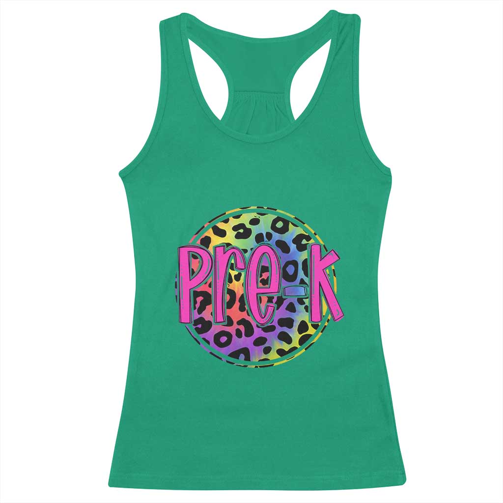 Pre-Kindergarten Neon Leopard Effect Printing Racerback Tank Top Wild About PreK Teacher Student Gift