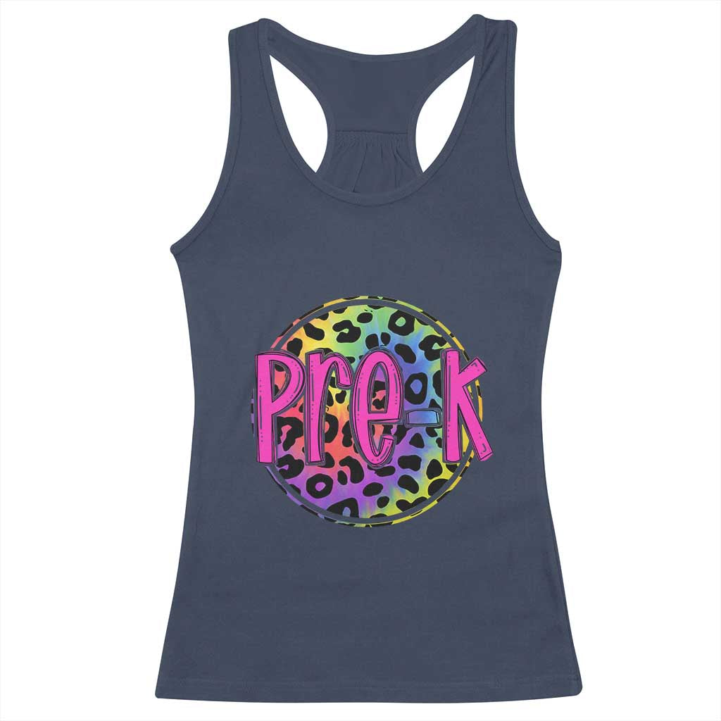 Pre-Kindergarten Neon Leopard Effect Printing Racerback Tank Top Wild About PreK Teacher Student Gift