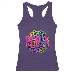 Pre-Kindergarten Neon Leopard Effect Printing Racerback Tank Top Wild About PreK Teacher Student Gift