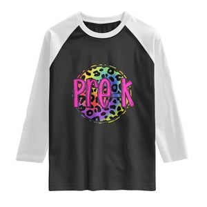 Pre-Kindergarten Neon Leopard Effect Printing Raglan Shirt Wild About PreK Teacher Student Gift