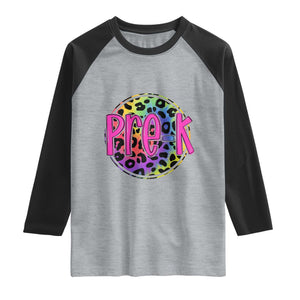 Pre-Kindergarten Neon Leopard Effect Printing Raglan Shirt Wild About PreK Teacher Student Gift