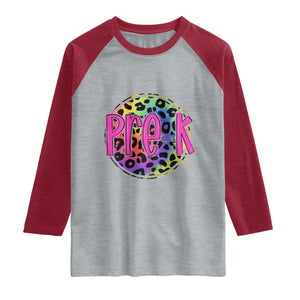 Pre-Kindergarten Neon Leopard Effect Printing Raglan Shirt Wild About PreK Teacher Student Gift