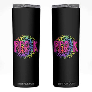 Pre-Kindergarten Neon Leopard Effect Printing Skinny Tumbler Wild About PreK Teacher Student Gift