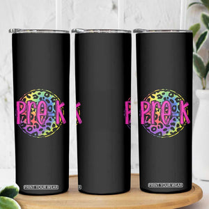 Pre-Kindergarten Neon Leopard Effect Printing Skinny Tumbler Wild About PreK Teacher Student Gift