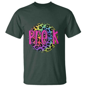 Pre-Kindergarten Neon Leopard T Shirt PreK Teacher 1st Day of School TS01 Dark Forest Green Print Your Wear