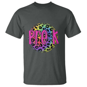 Pre-Kindergarten Neon Leopard T Shirt PreK Teacher 1st Day of School TS01 Dark Heather Print Your Wear