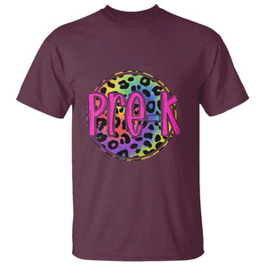 Pre-Kindergarten Neon Leopard T Shirt PreK Teacher 1st Day of School TS01 Maroon Print Your Wear