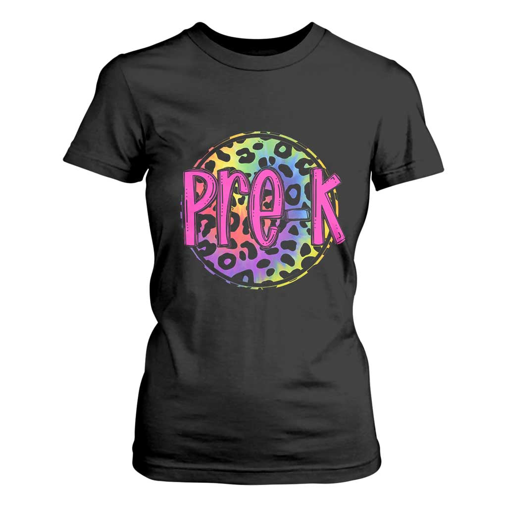 Pre-Kindergarten Neon Leopard Effect Printing T Shirt For Women Wild About PreK Teacher Student Gift