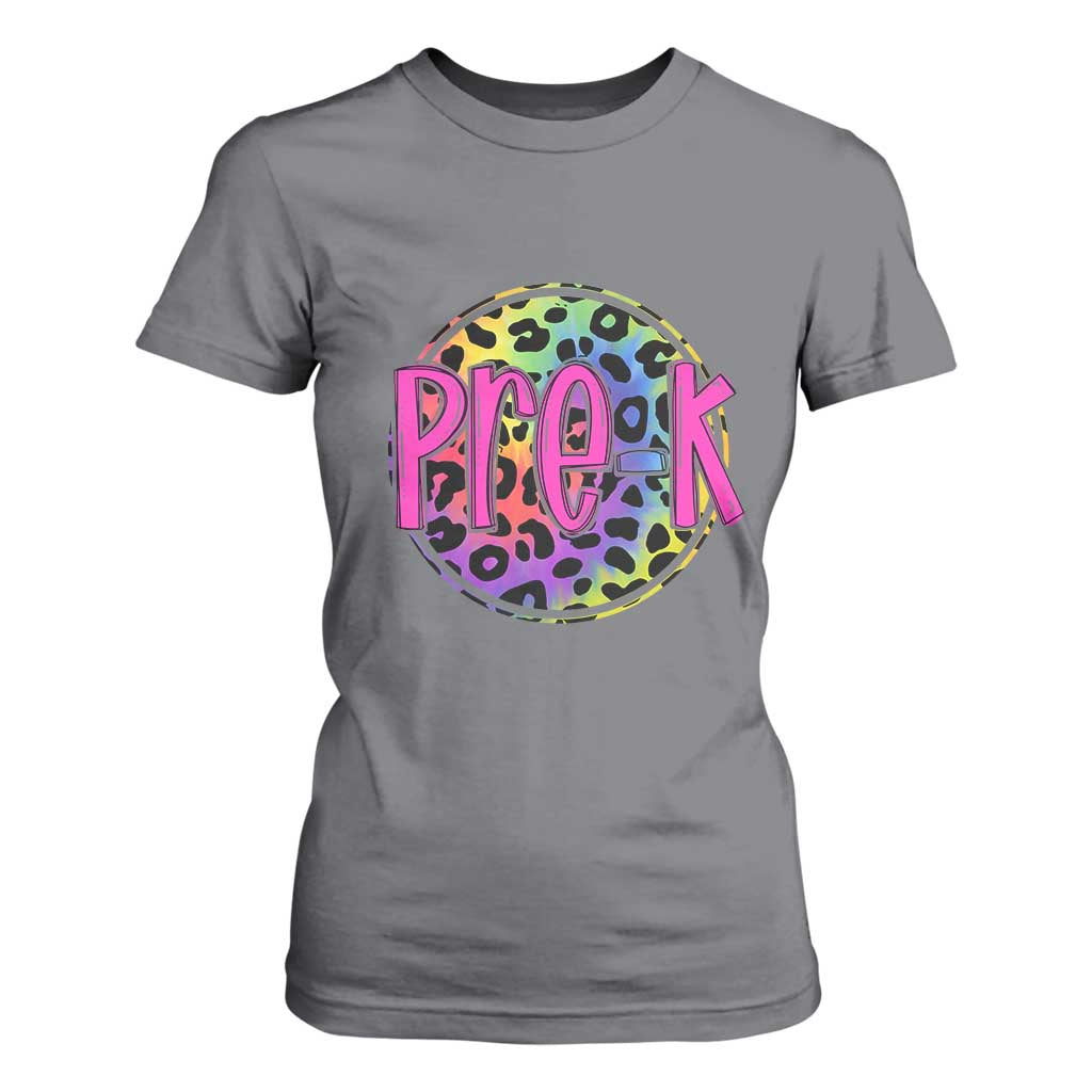 Pre-Kindergarten Neon Leopard Effect Printing T Shirt For Women Wild About PreK Teacher Student Gift