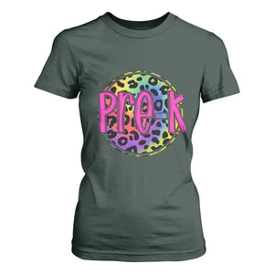 Pre-Kindergarten Neon Leopard Effect Printing T Shirt For Women Wild About PreK Teacher Student Gift