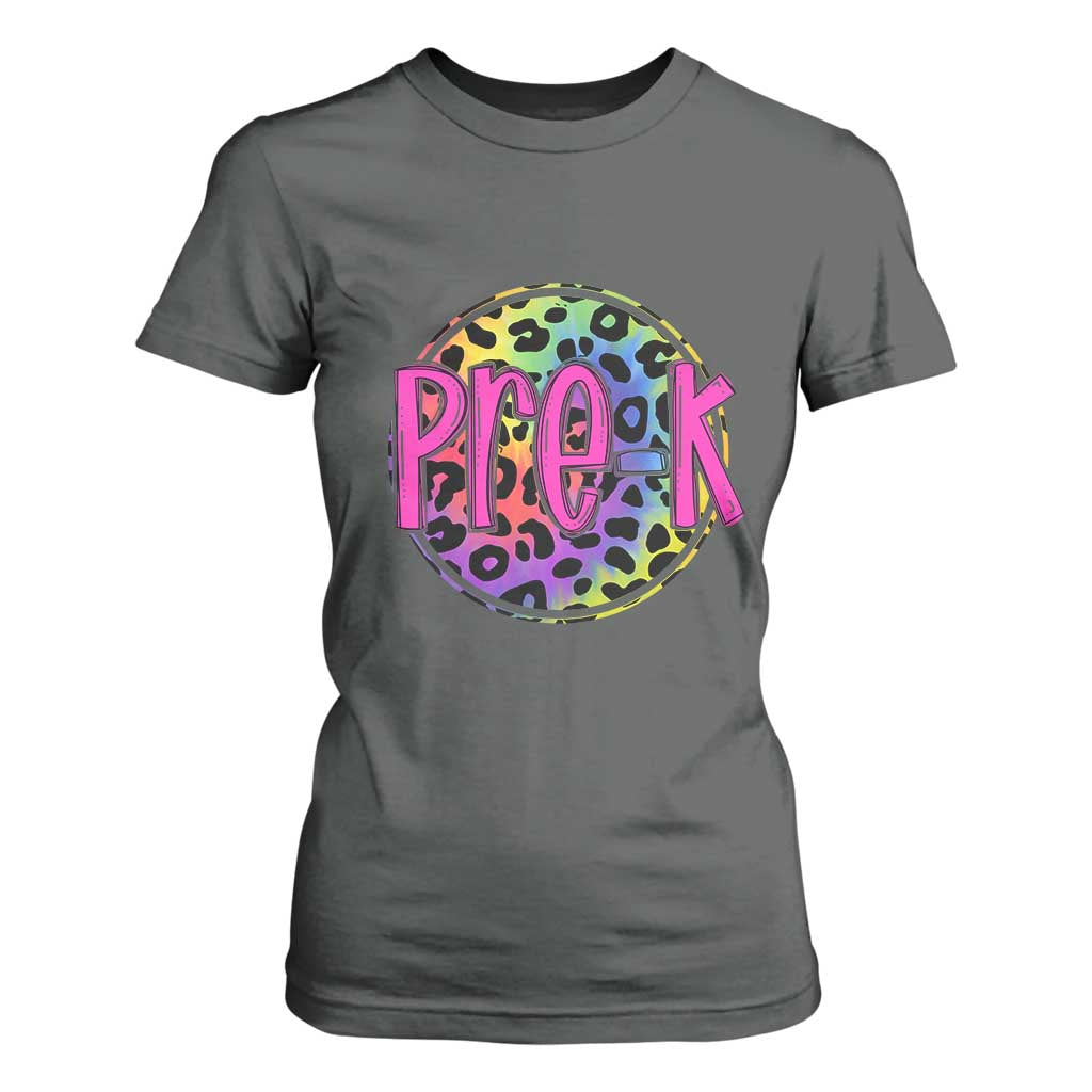 Pre-Kindergarten Neon Leopard Effect Printing T Shirt For Women Wild About PreK Teacher Student Gift