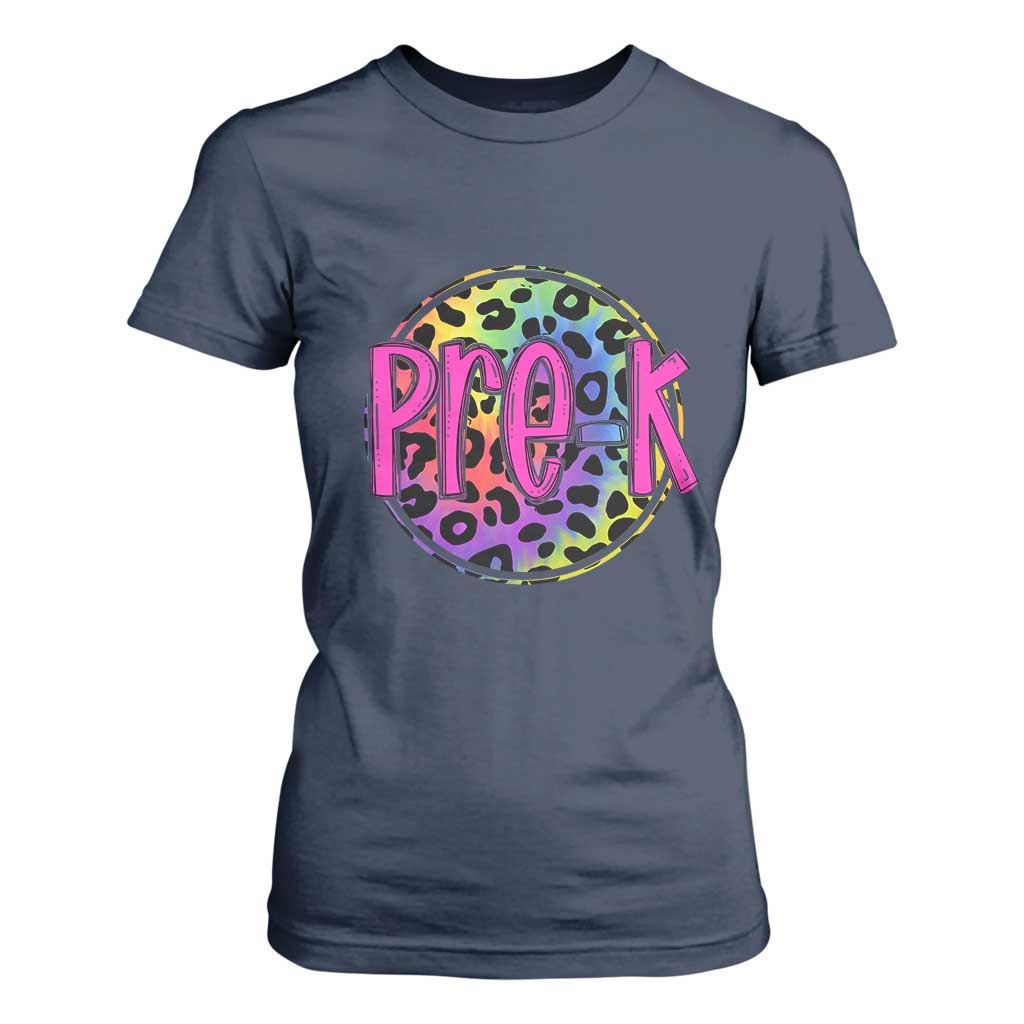 Pre-Kindergarten Neon Leopard Effect Printing T Shirt For Women Wild About PreK Teacher Student Gift