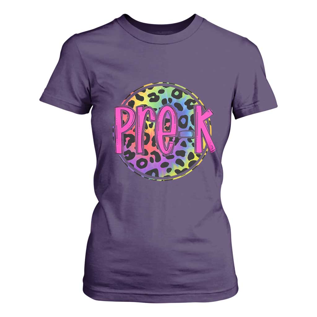 Pre-Kindergarten Neon Leopard Effect Printing T Shirt For Women Wild About PreK Teacher Student Gift