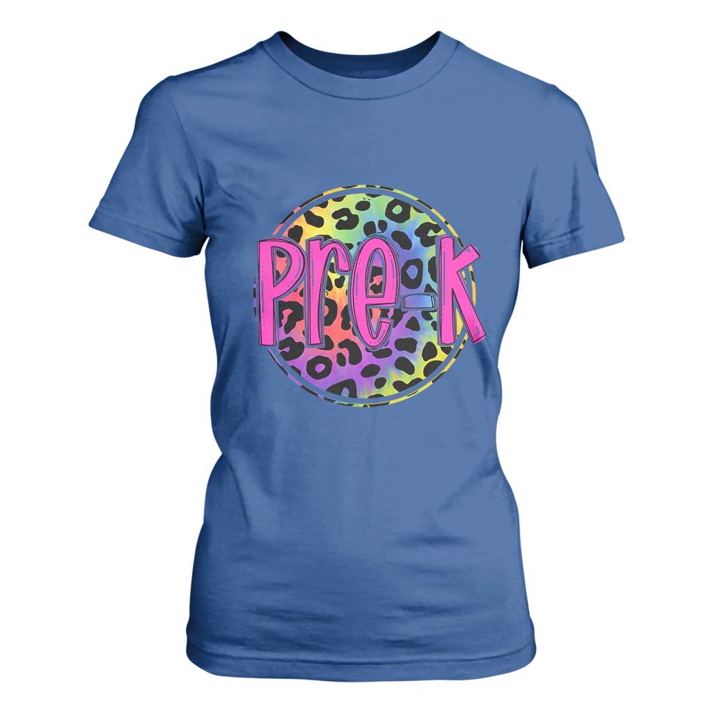 Pre-Kindergarten Neon Leopard Effect Printing T Shirt For Women Wild About PreK Teacher Student Gift