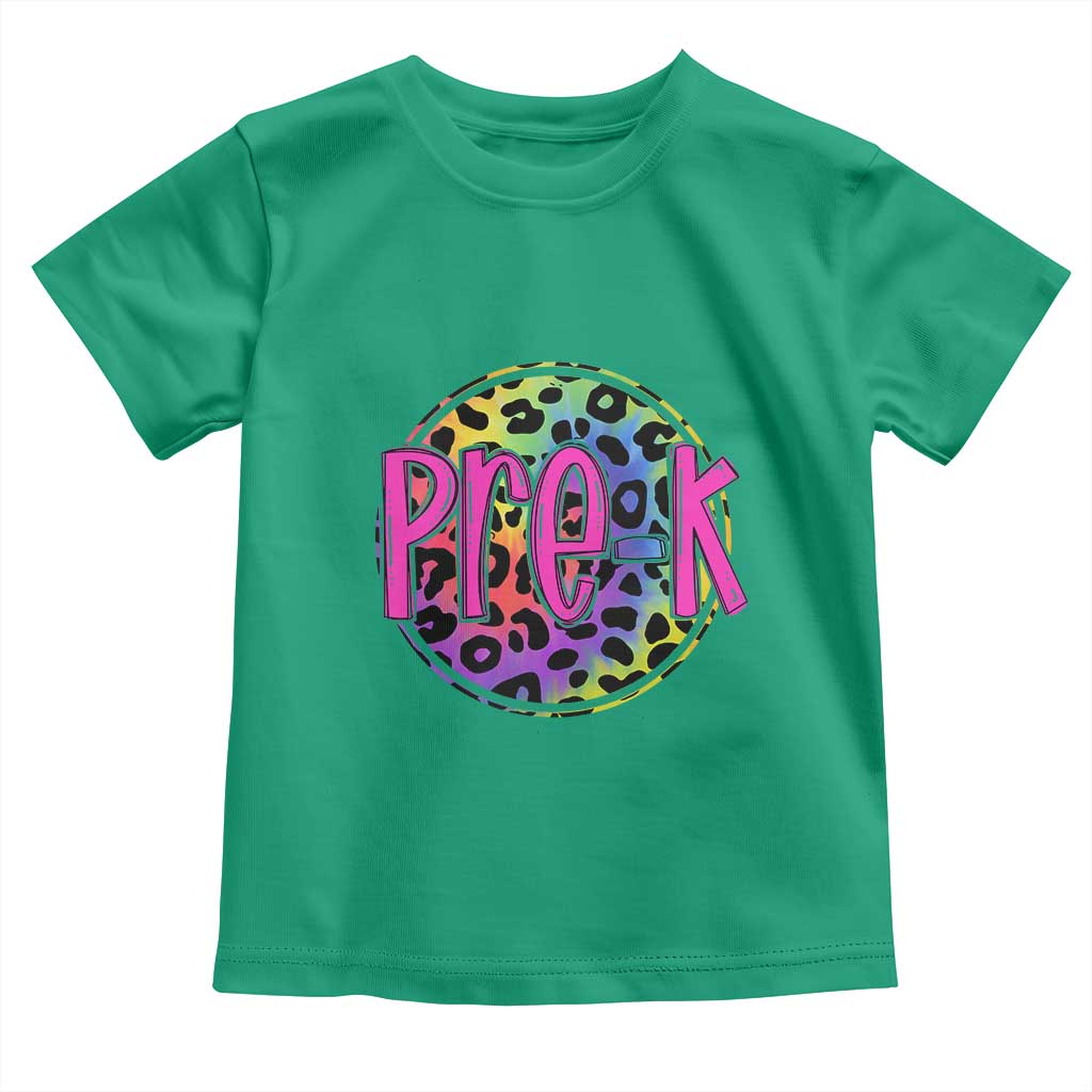 Pre-Kindergarten Neon Leopard Effect Printing Toddler T Shirt Wild About PreK Teacher Student Gift