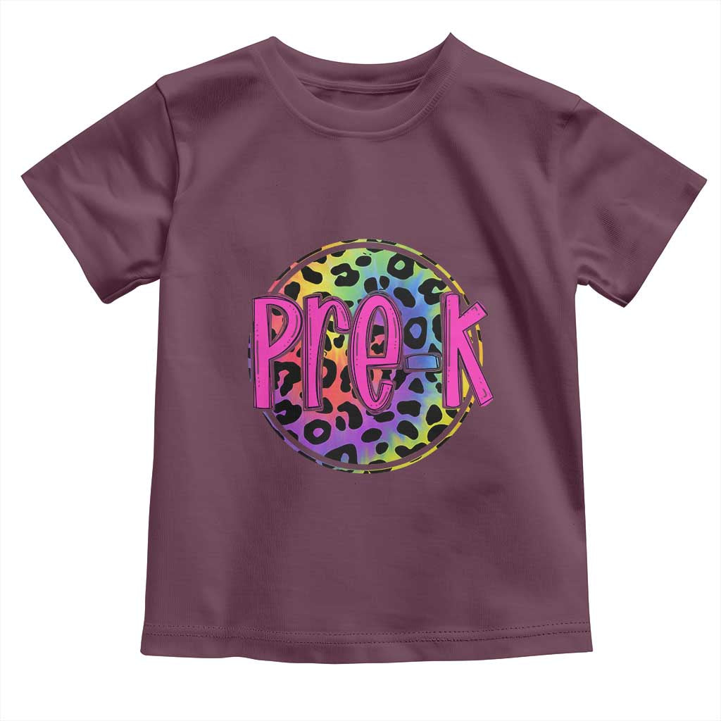 Pre-Kindergarten Neon Leopard Effect Printing Toddler T Shirt Wild About PreK Teacher Student Gift