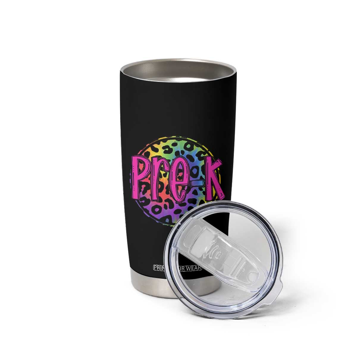 Pre-Kindergarten Neon Leopard Effect Printing Tumbler Cup Wild About PreK Teacher Student Gift