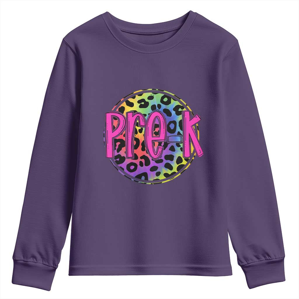 Pre-Kindergarten Neon Leopard Effect Printing Youth Sweatshirt Wild About PreK Teacher Student Gift