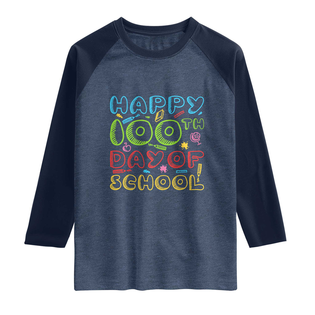 Happy 100 Days of School Raglan Shirt 100th Day Funny Milestone Celebration