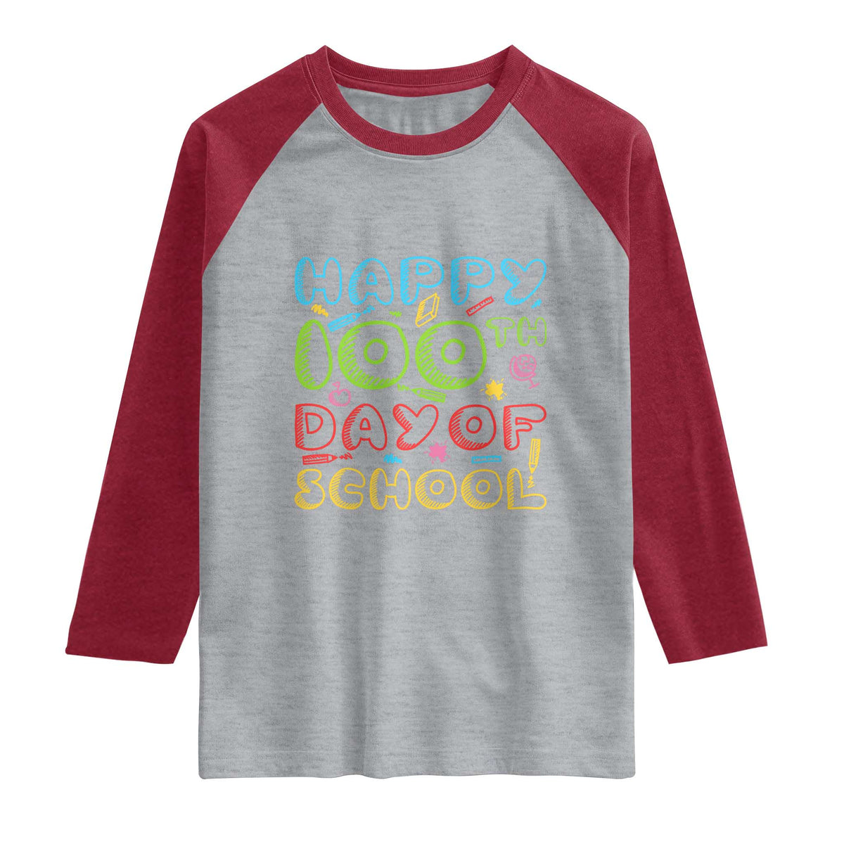 Happy 100 Days of School Raglan Shirt 100th Day Funny Milestone Celebration