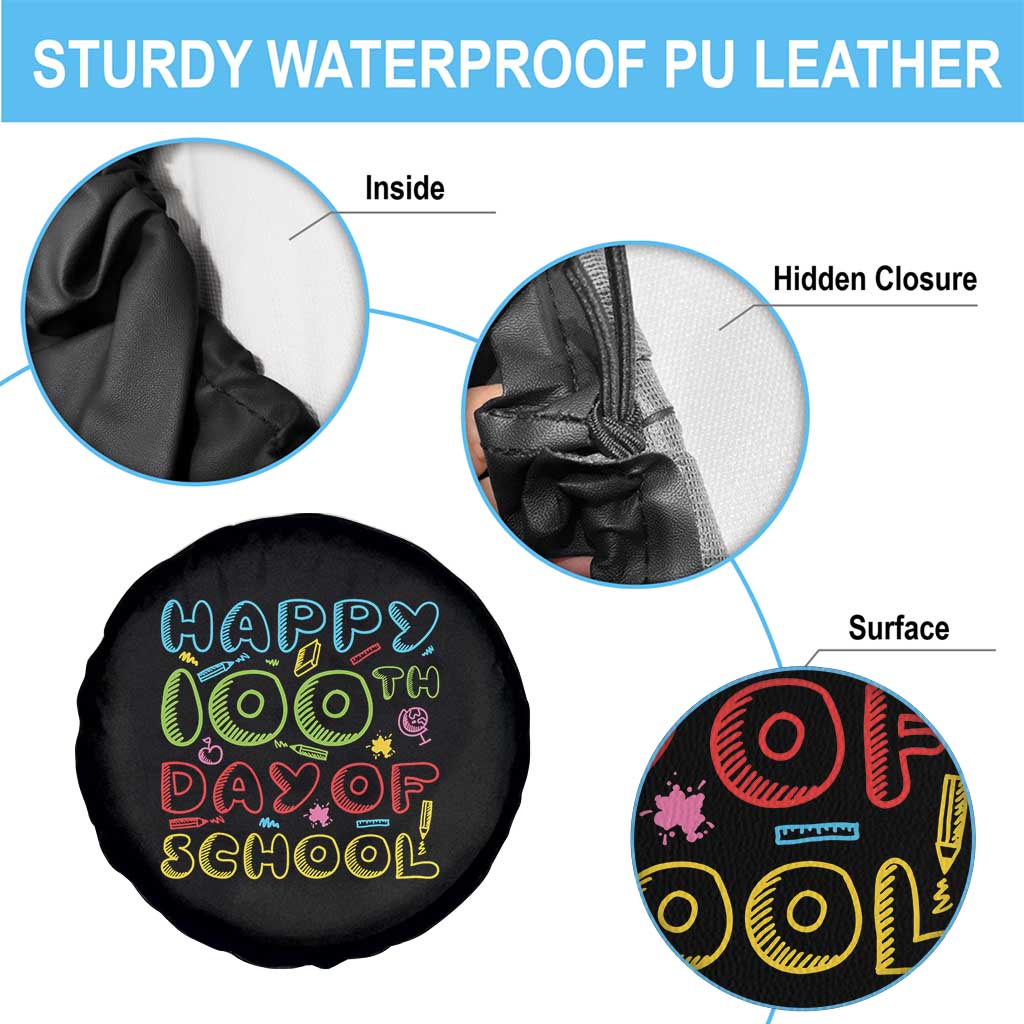 Happy 100 Days of School Spare Tire Cover 100th Day Funny Milestone Celebration