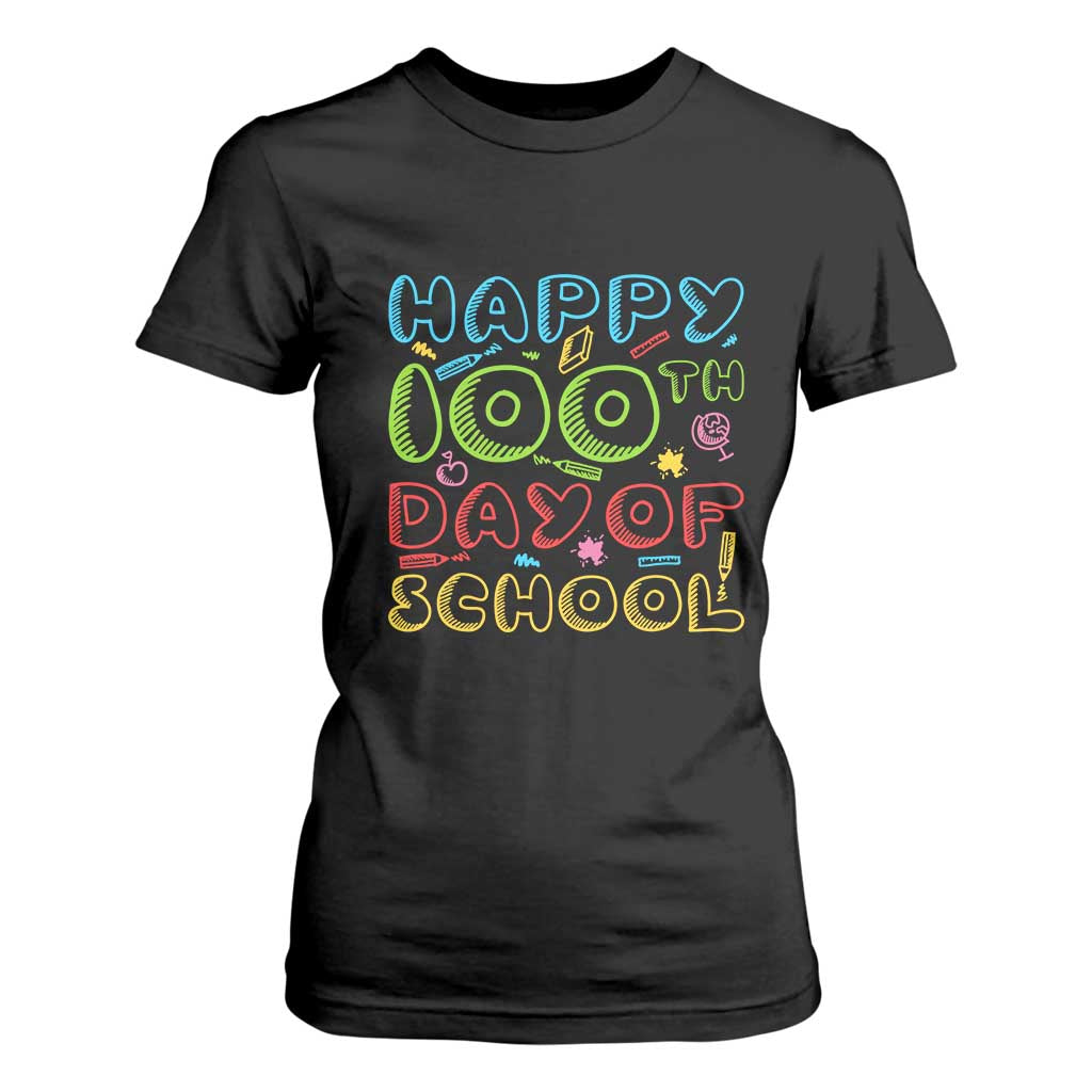 Happy 100 Days of School T Shirt For Women 100th Day Funny Milestone Celebration TS01 Black Print Your Wear
